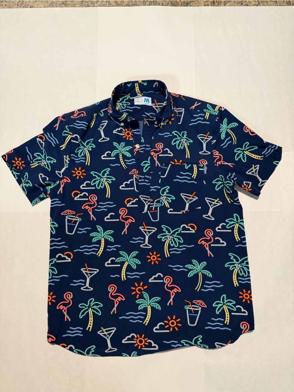 chubbies Navy Tropical Print Casual Button-Down Shirt